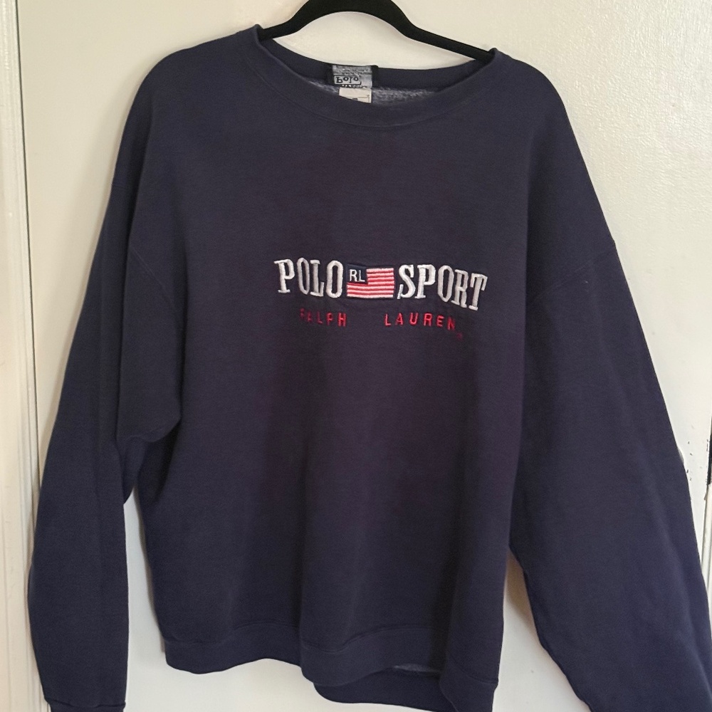 Vintage Polo Sport Ralph Lauren Sweatshirt XL Navy USA Logo Retro Streetwear